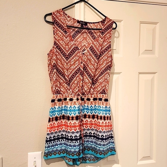 Print ladies short romper - Picture 1 of 3